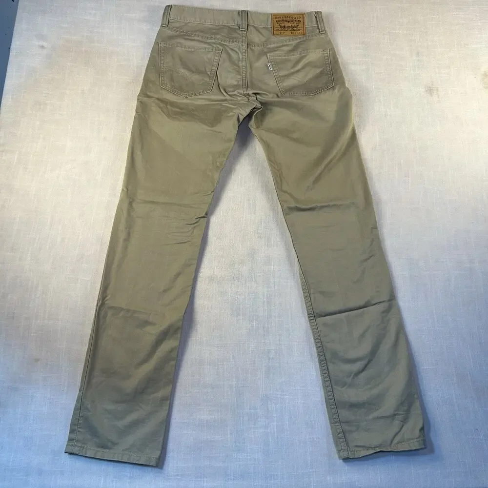 Levi's 511 Regular Tapered Fit Khaki‎ 100% Cotton Casual Pants Men's Size 30x32